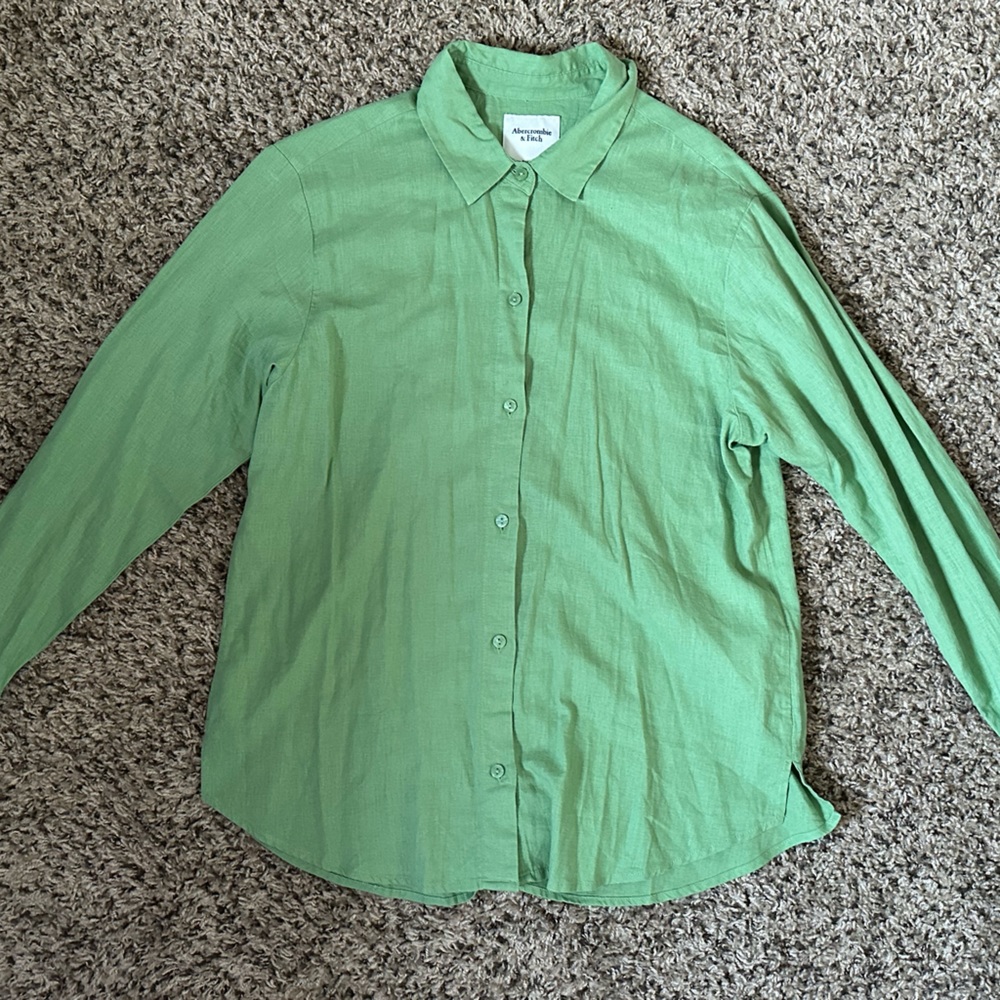 Abercrombie Green Linen Button Up